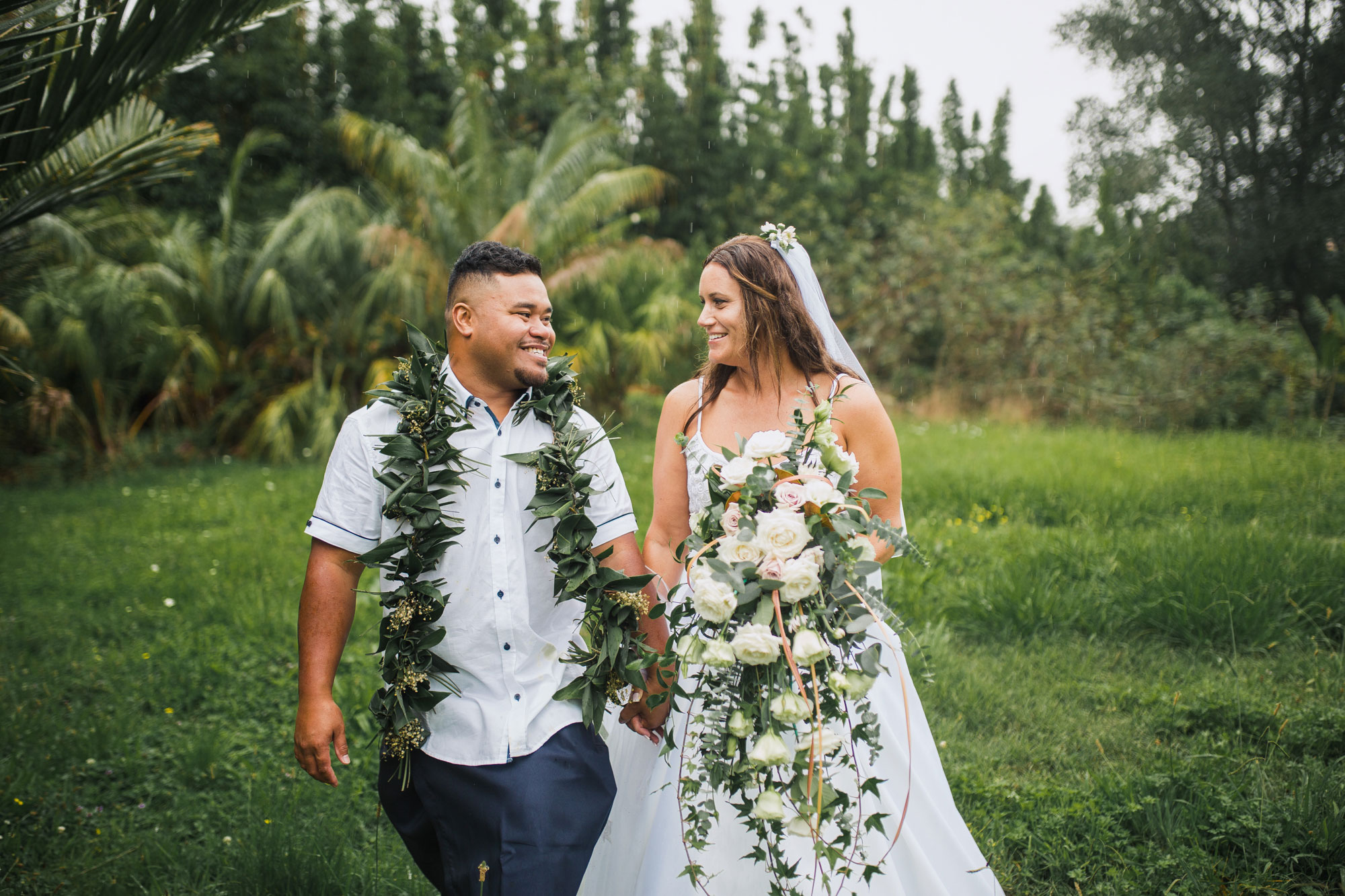 bride and groom walking