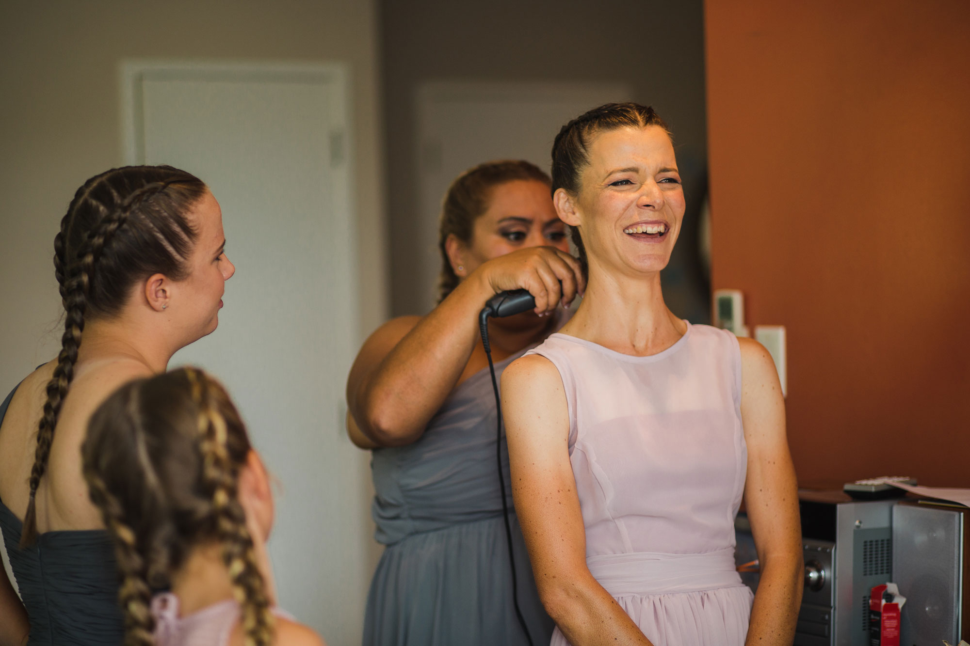 bridesmaid getting ready