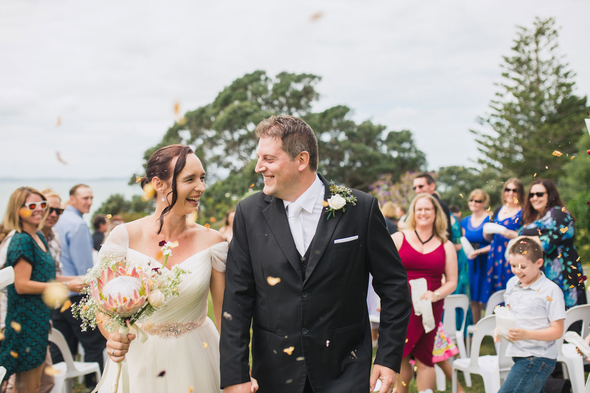 bride and groom procession