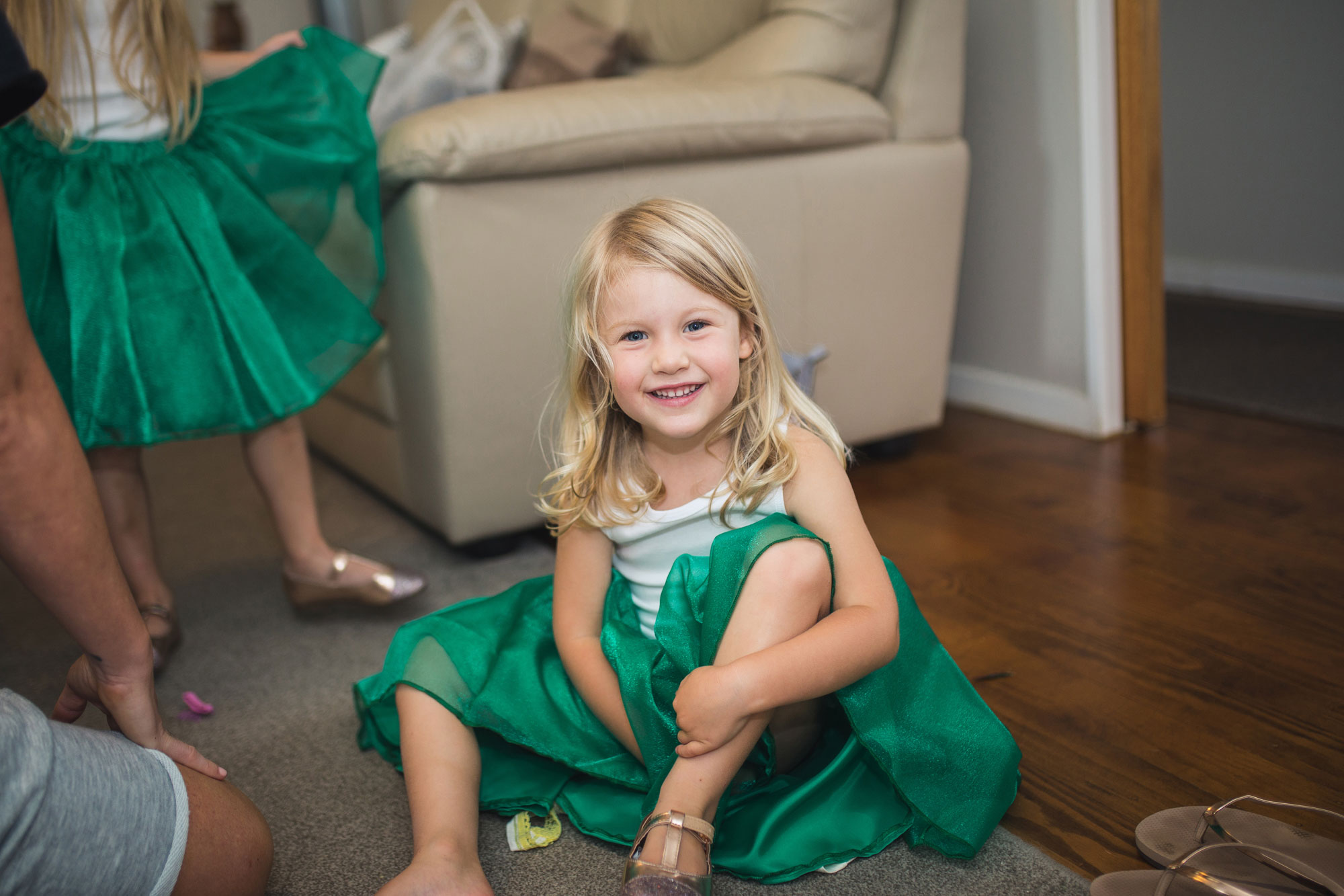 flower girl getting ready