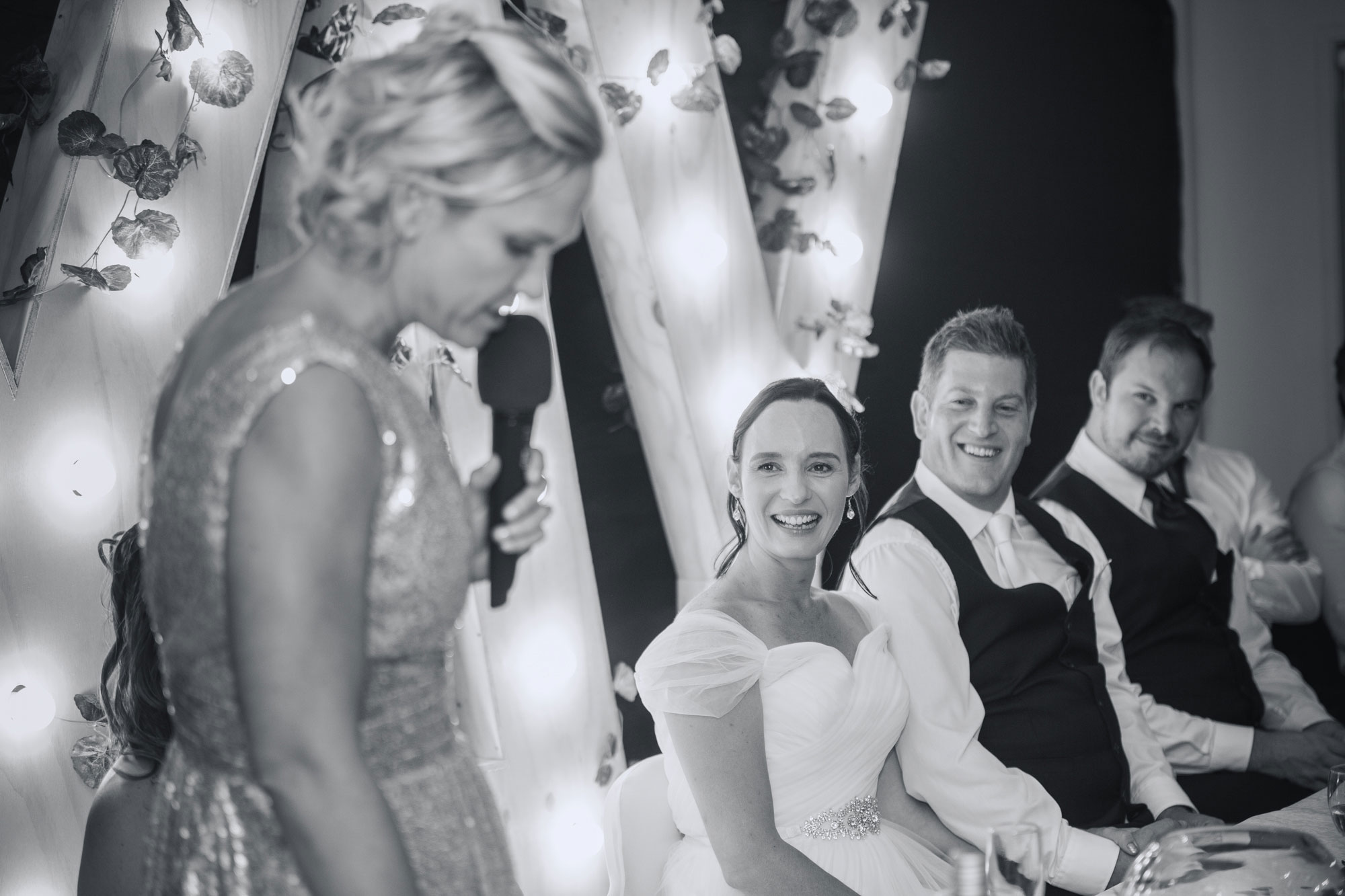 bride listening to speech