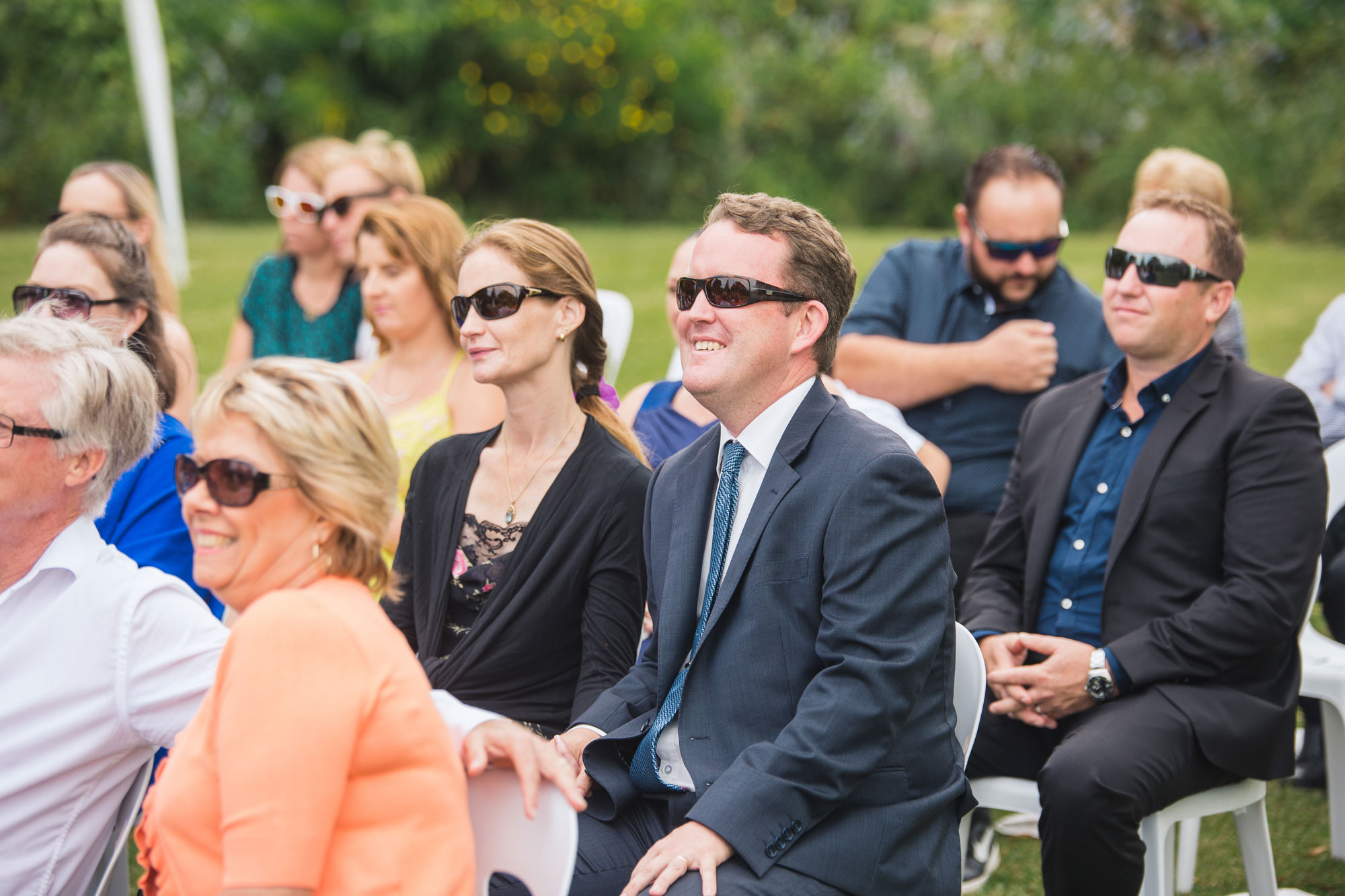 wedding guests smiling