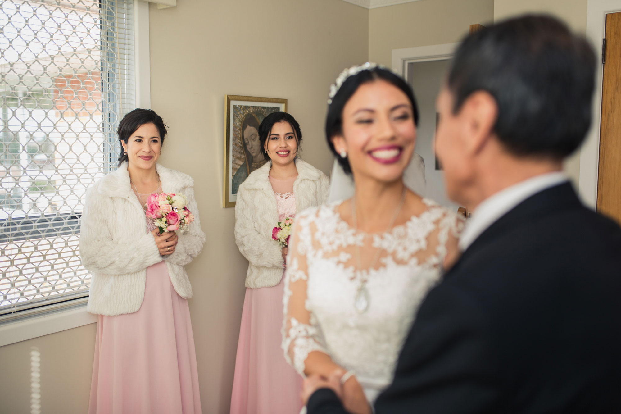 bridal party looking on