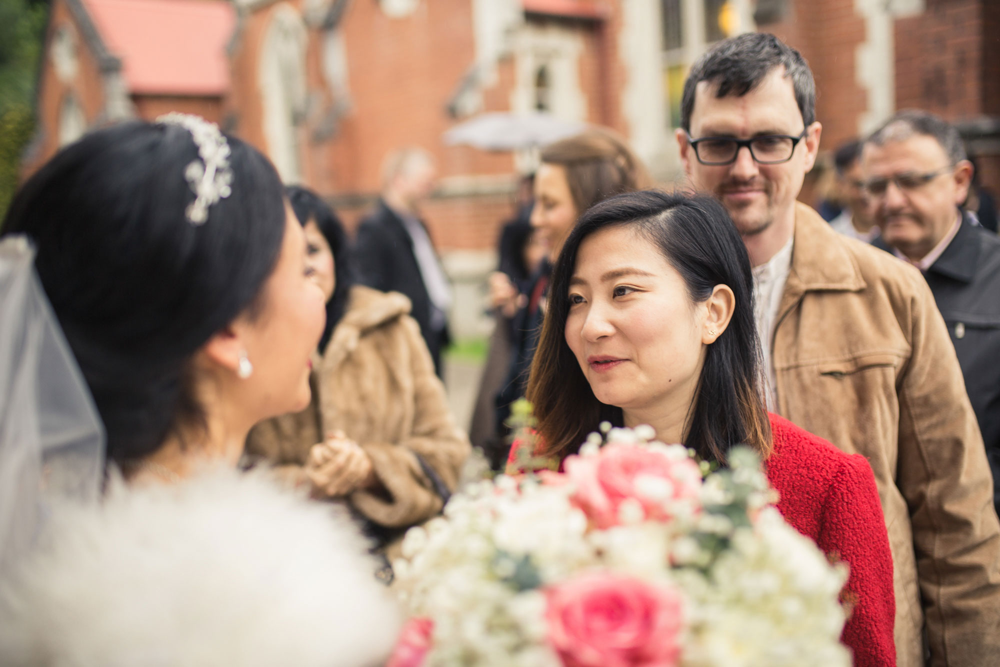 wedding guest smiling