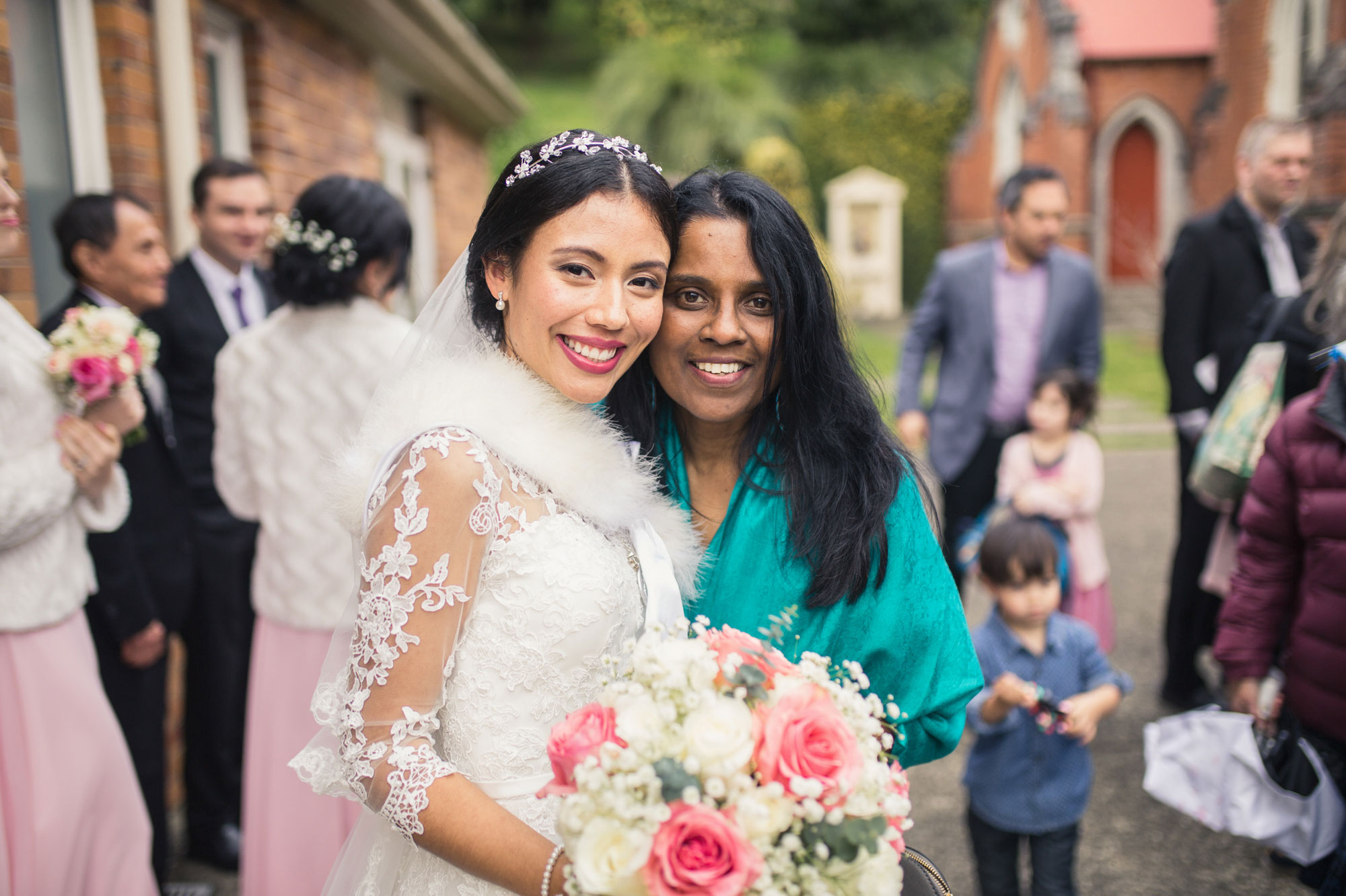 bride and wedding guest