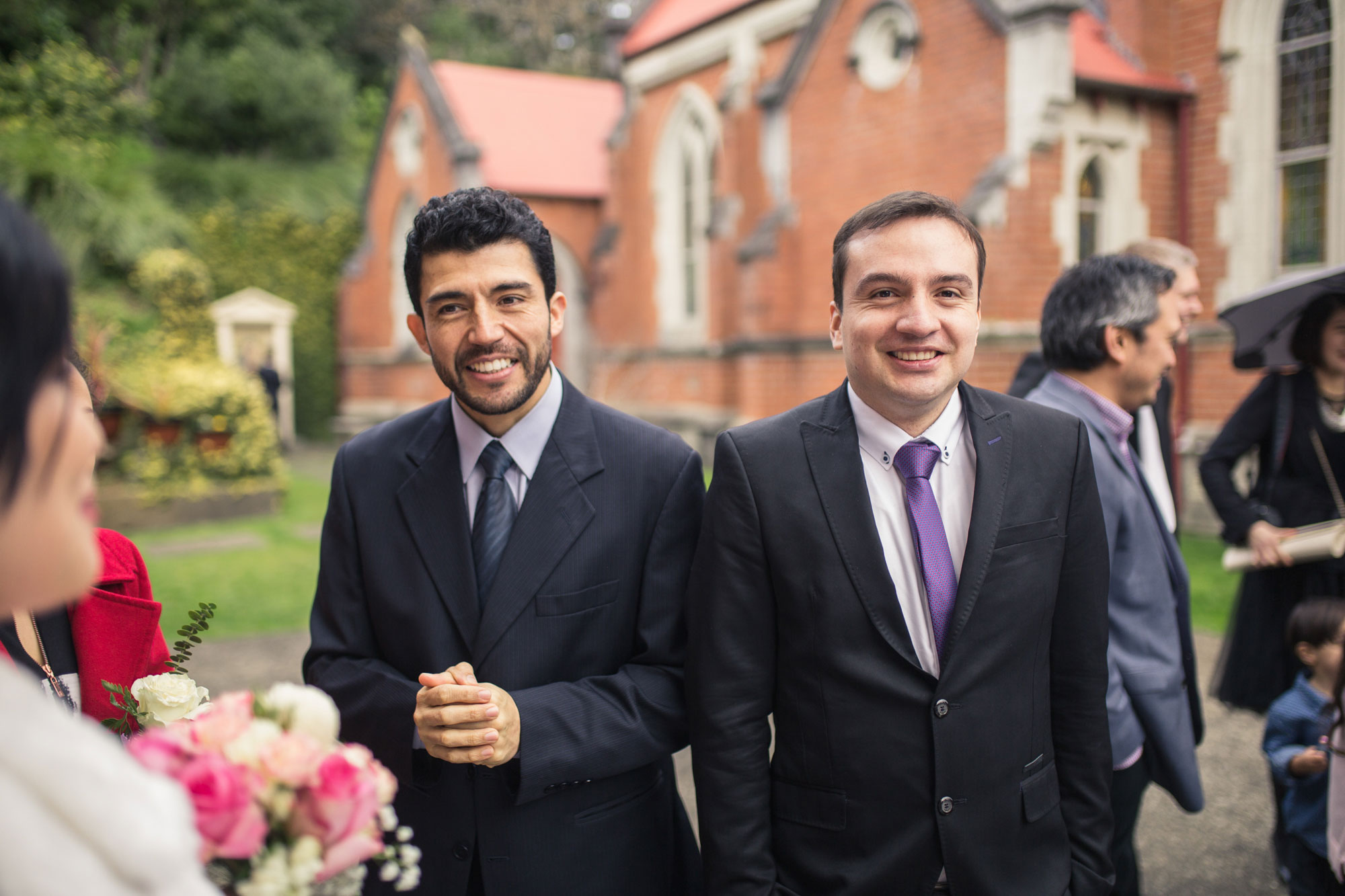 wedding guests smiling