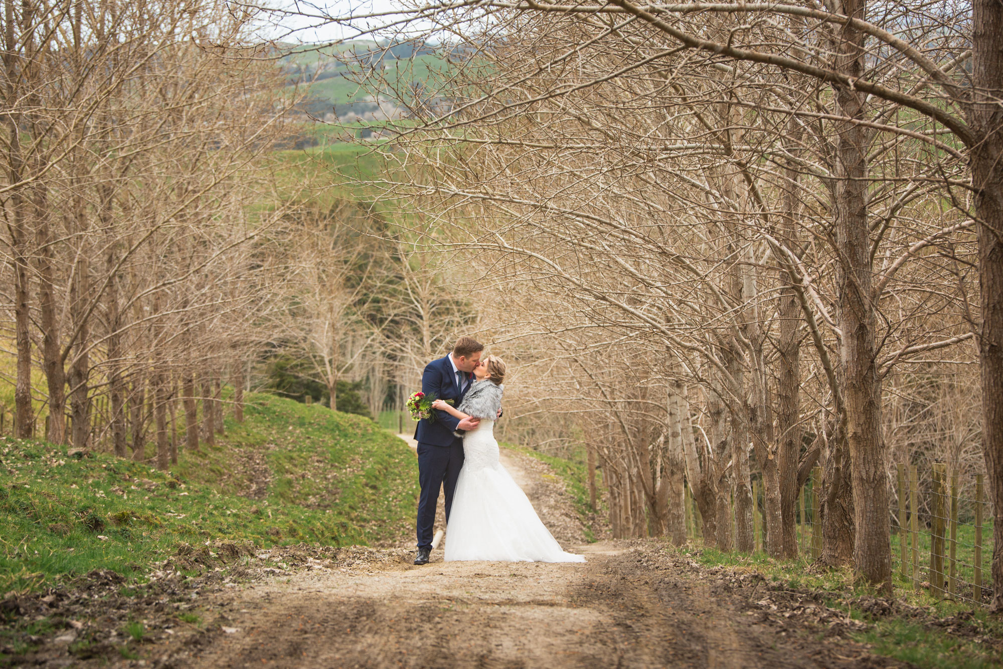 winter wedding couple photo