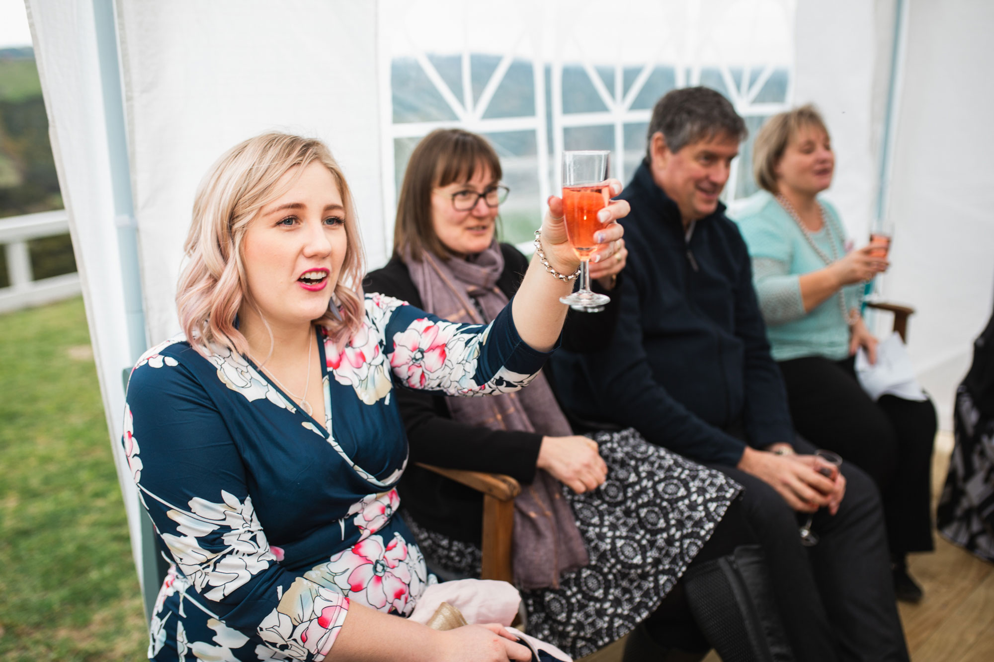 sister of the bride toasting