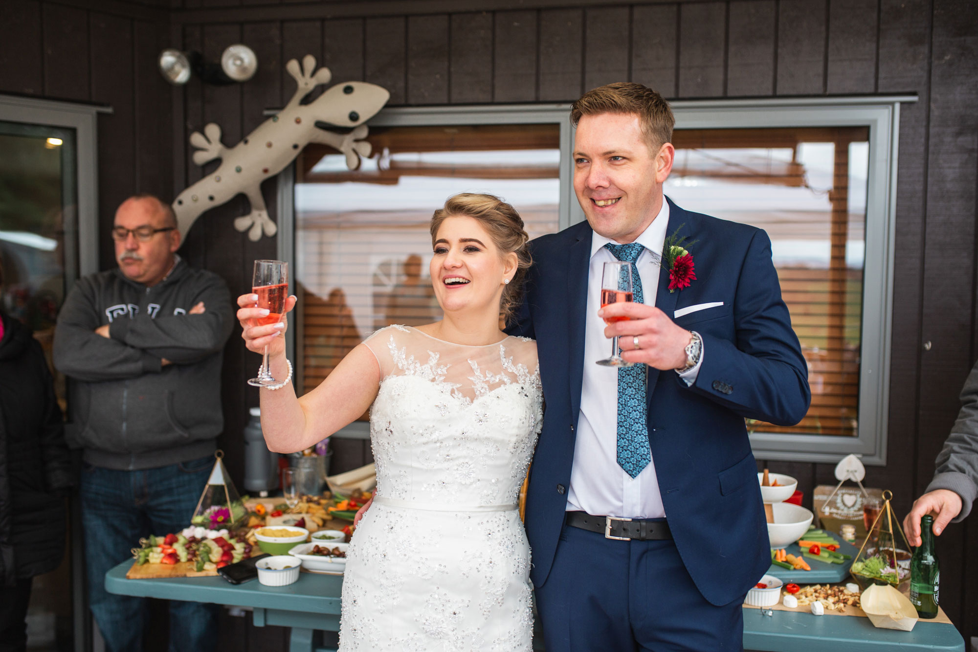 wedding couple toasting