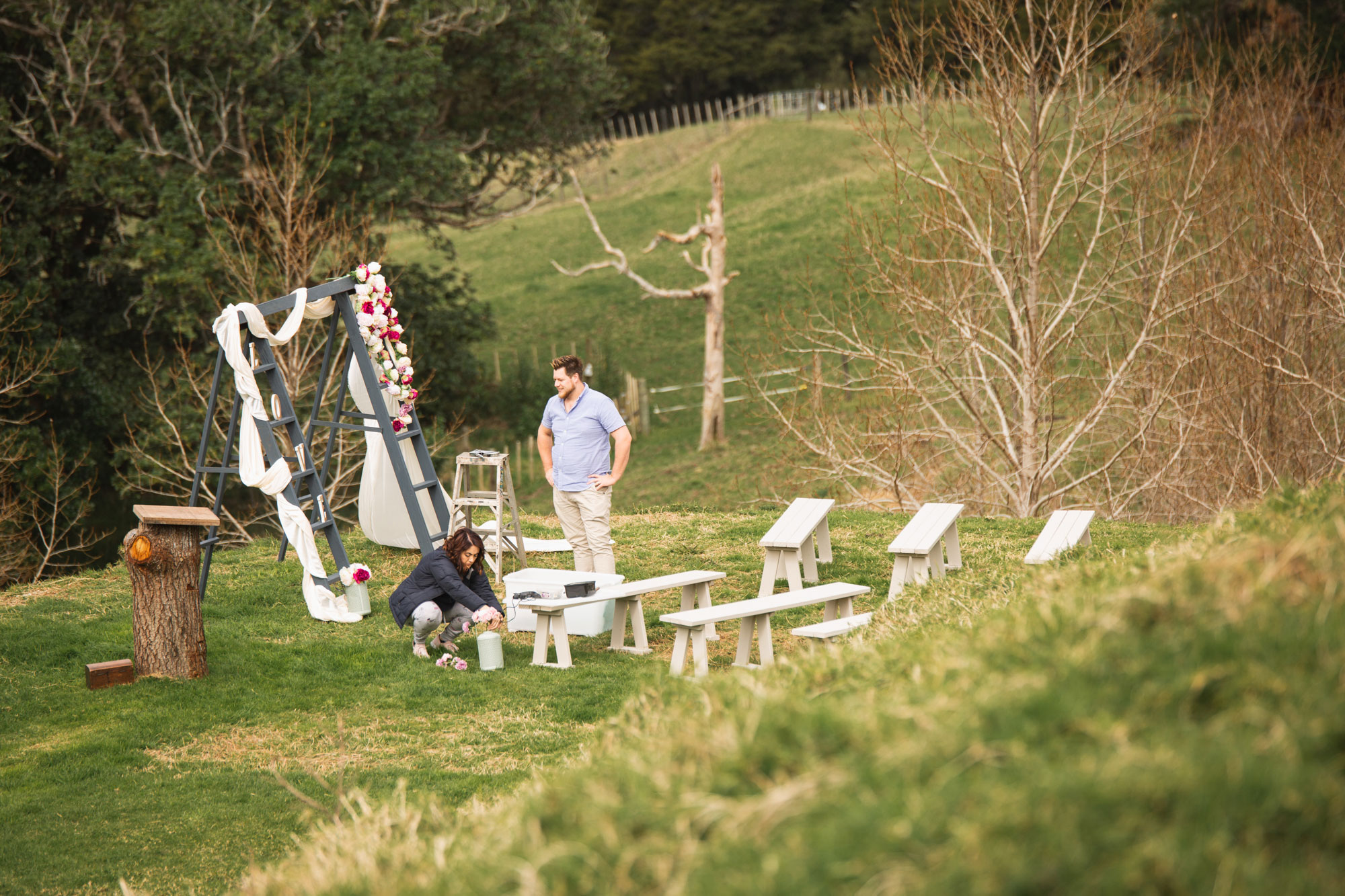 setting up wedding venue