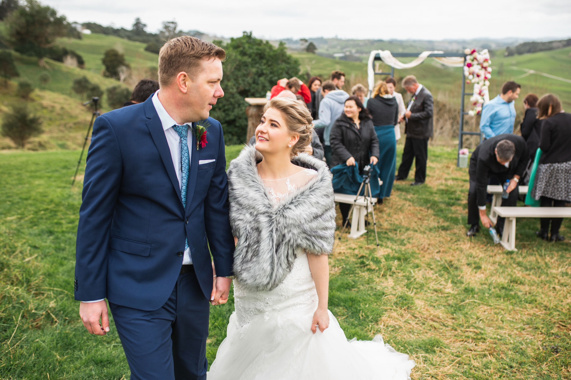 bride and groom recessional