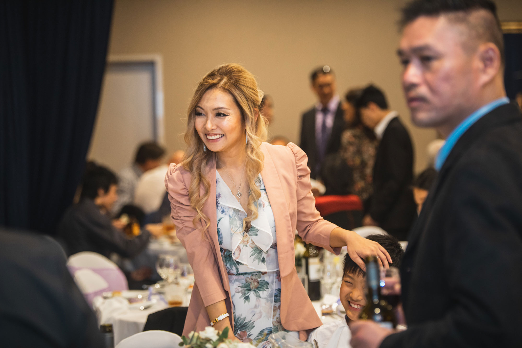 wedding guests talking