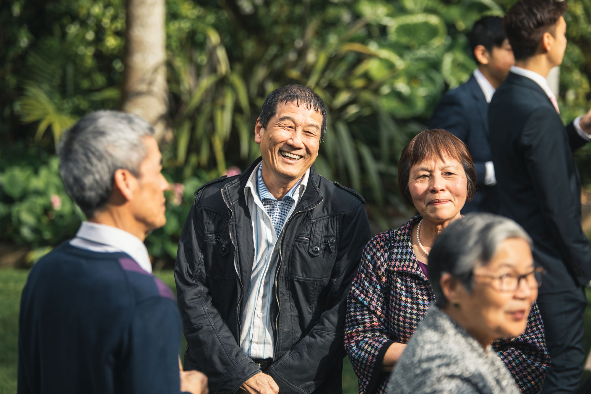 wedding guests smiling