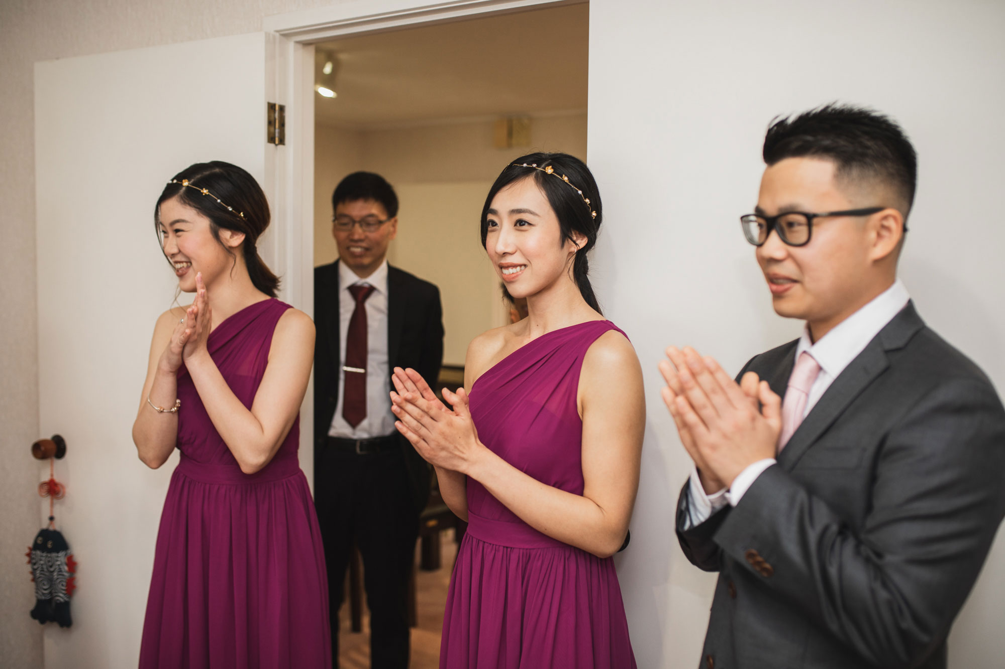 wedding party clapping