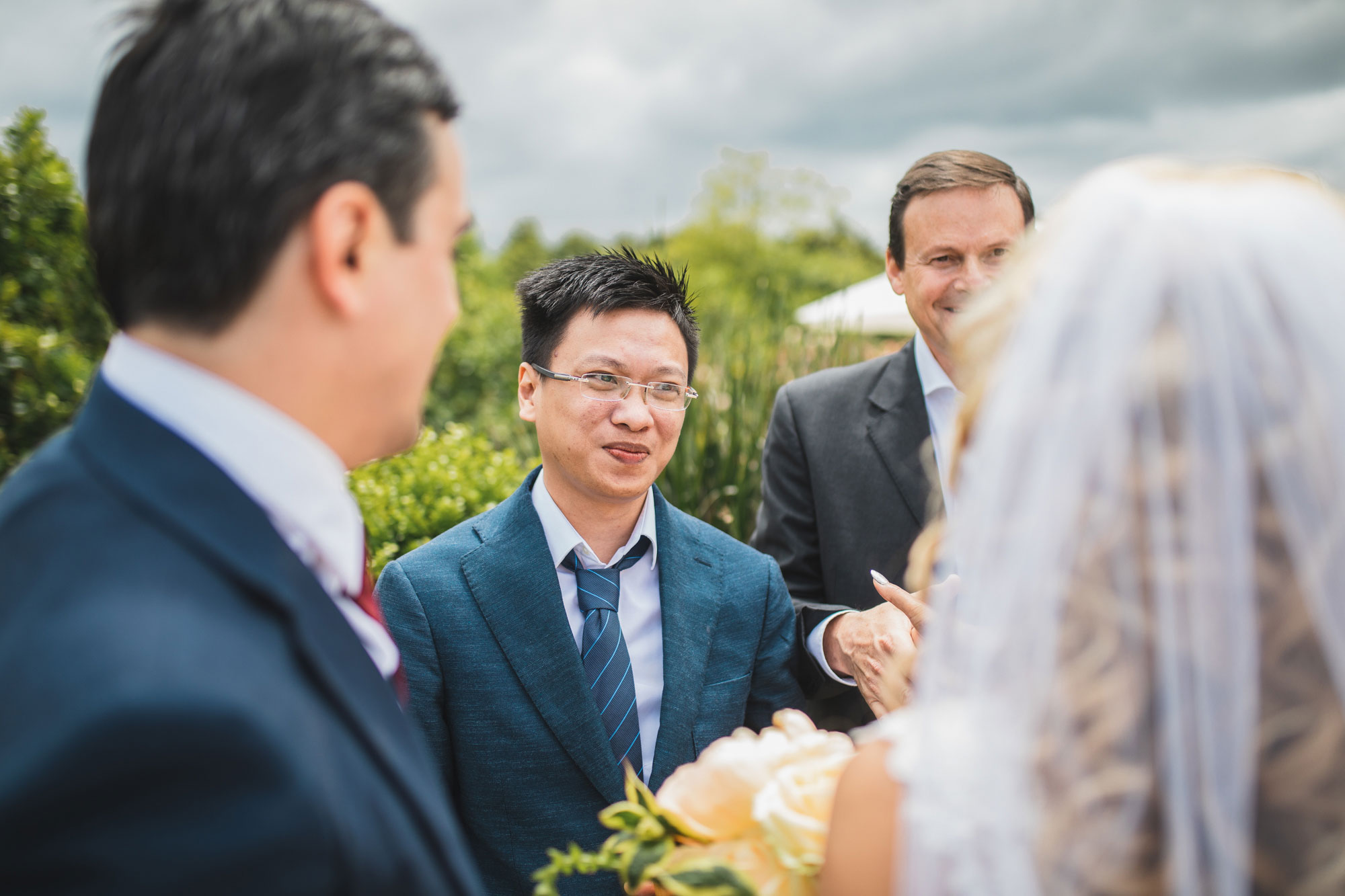 auckland wedding guest talking to bride