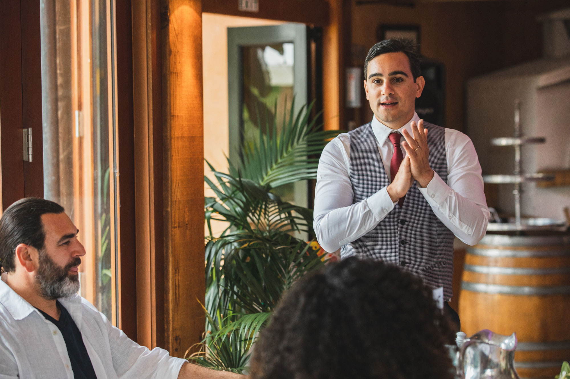 auckland wedding groom clapping