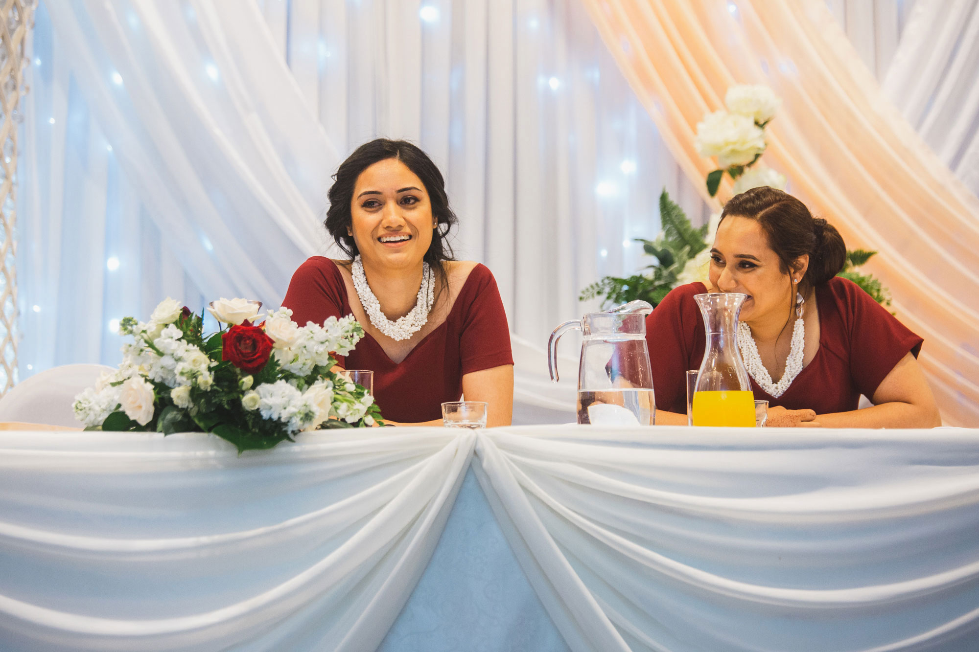 bridesmaids looking on