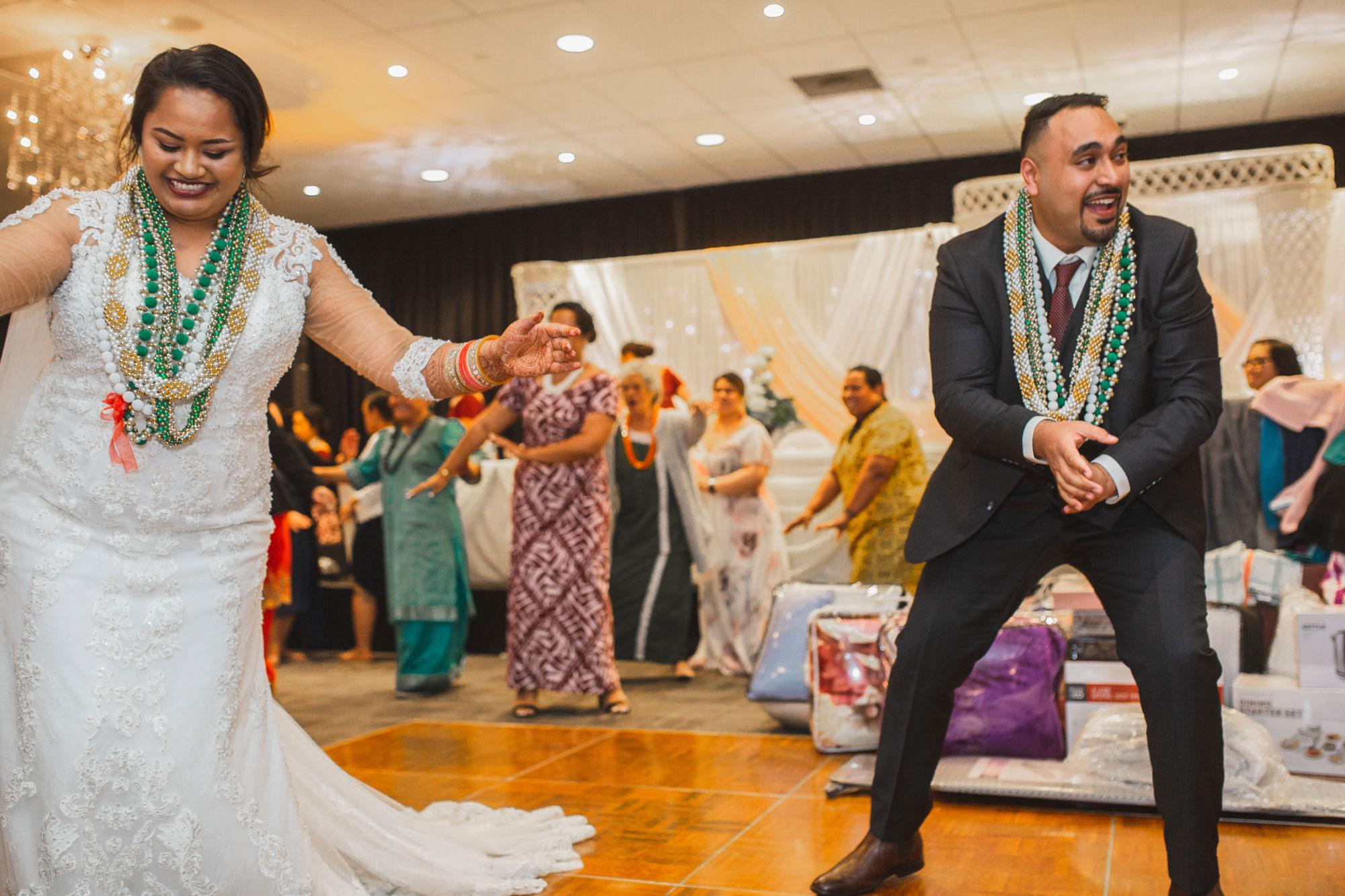 bride and groom dancing