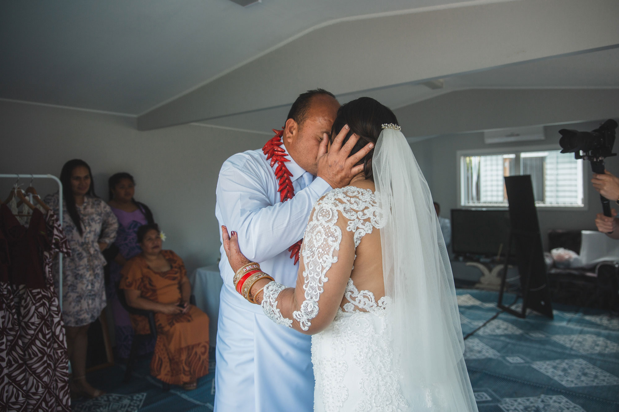 bride and father emotional