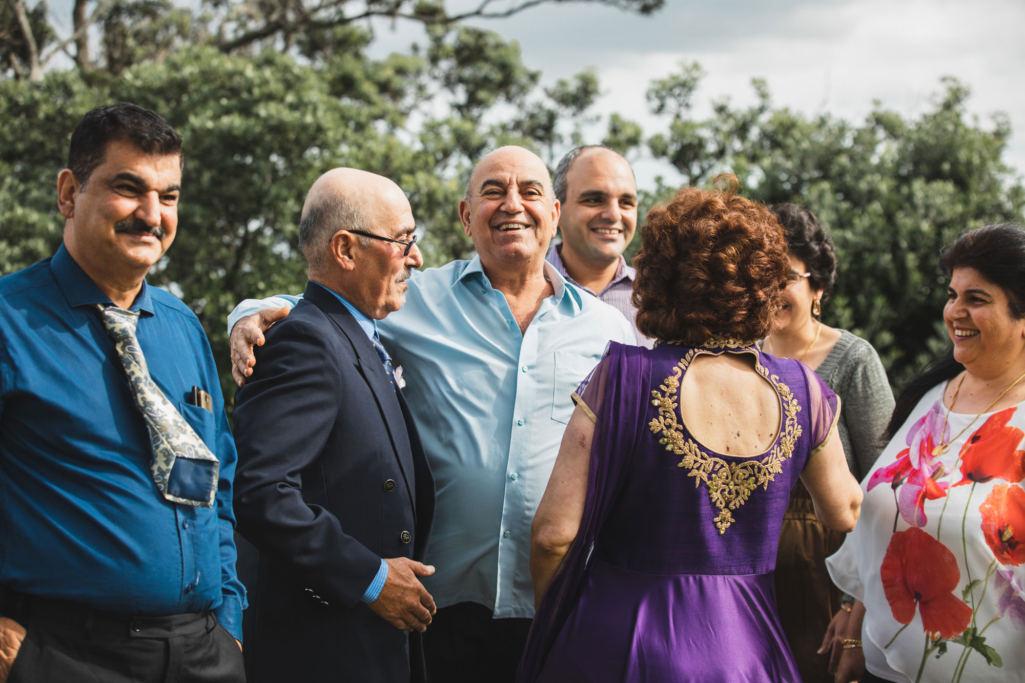 auckland wedding guests laughing