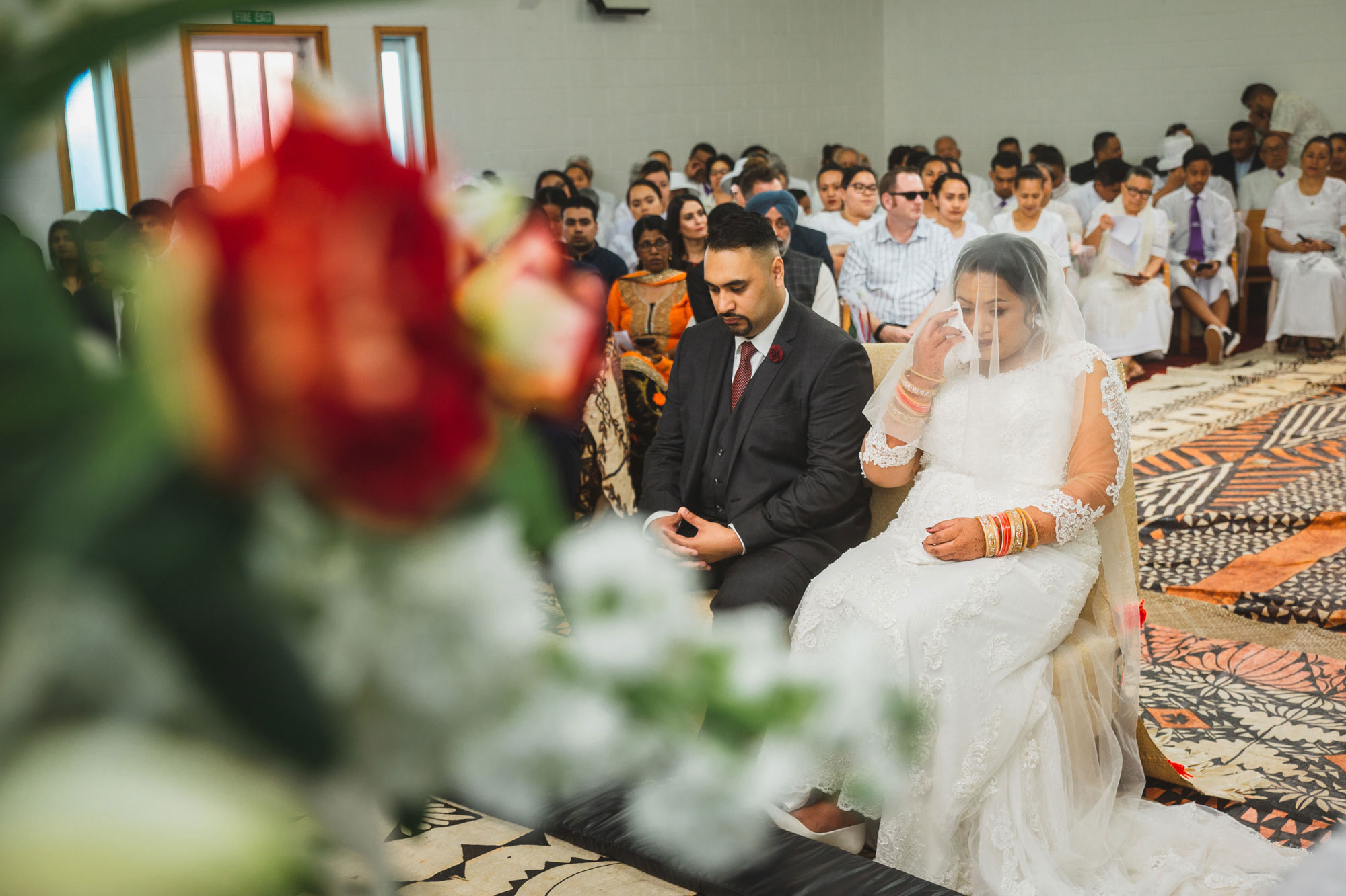 bride crying at the ceremony