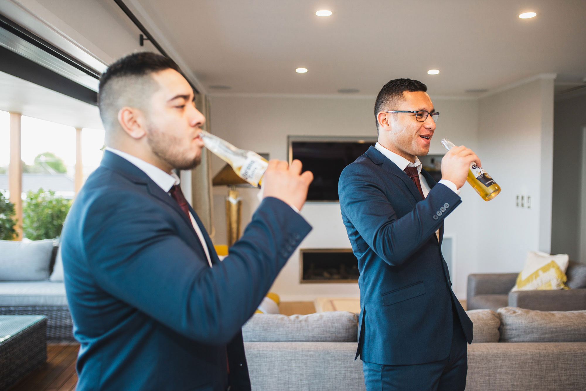 groomsmen having fun