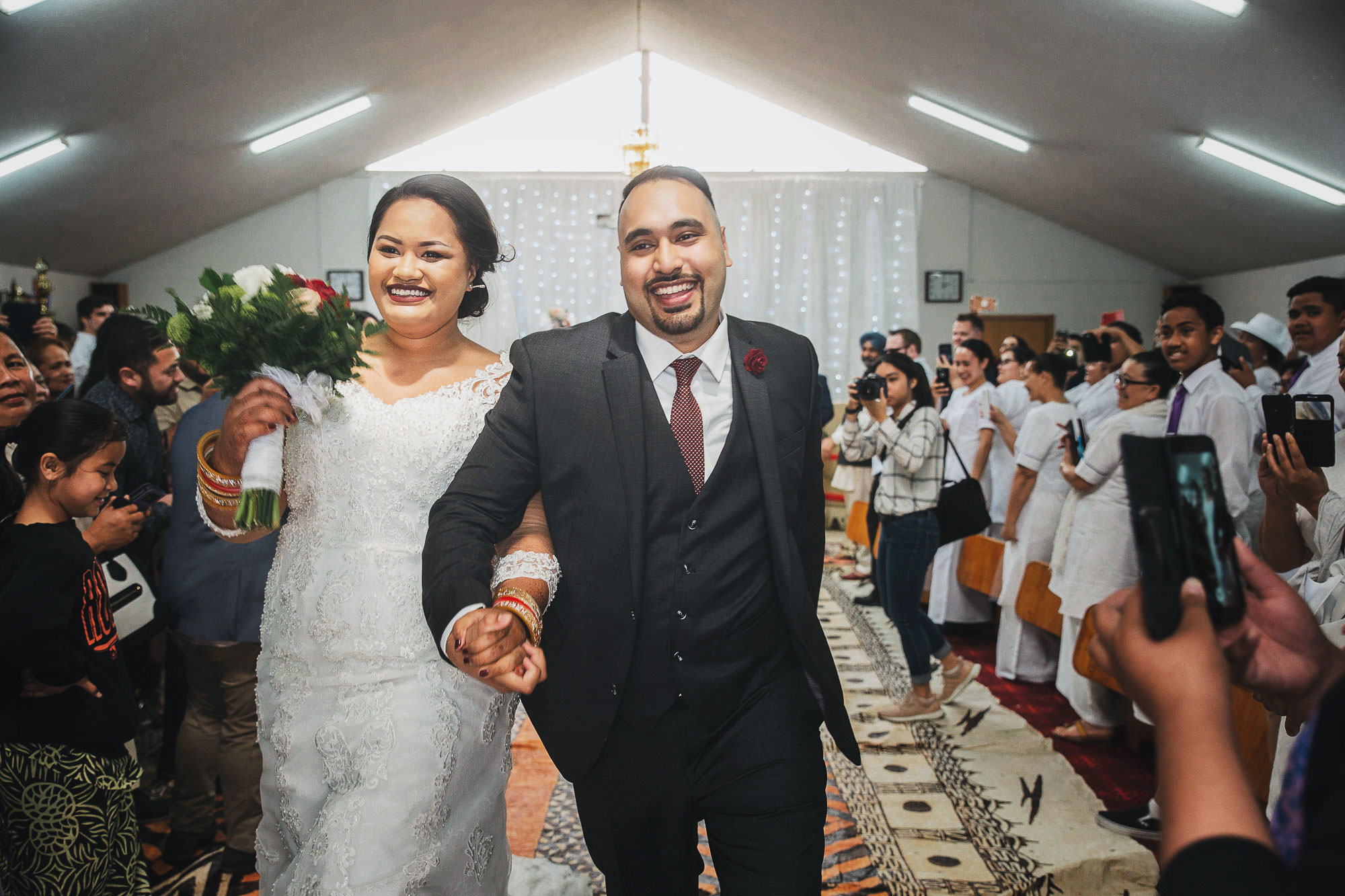 bride and groom recessional