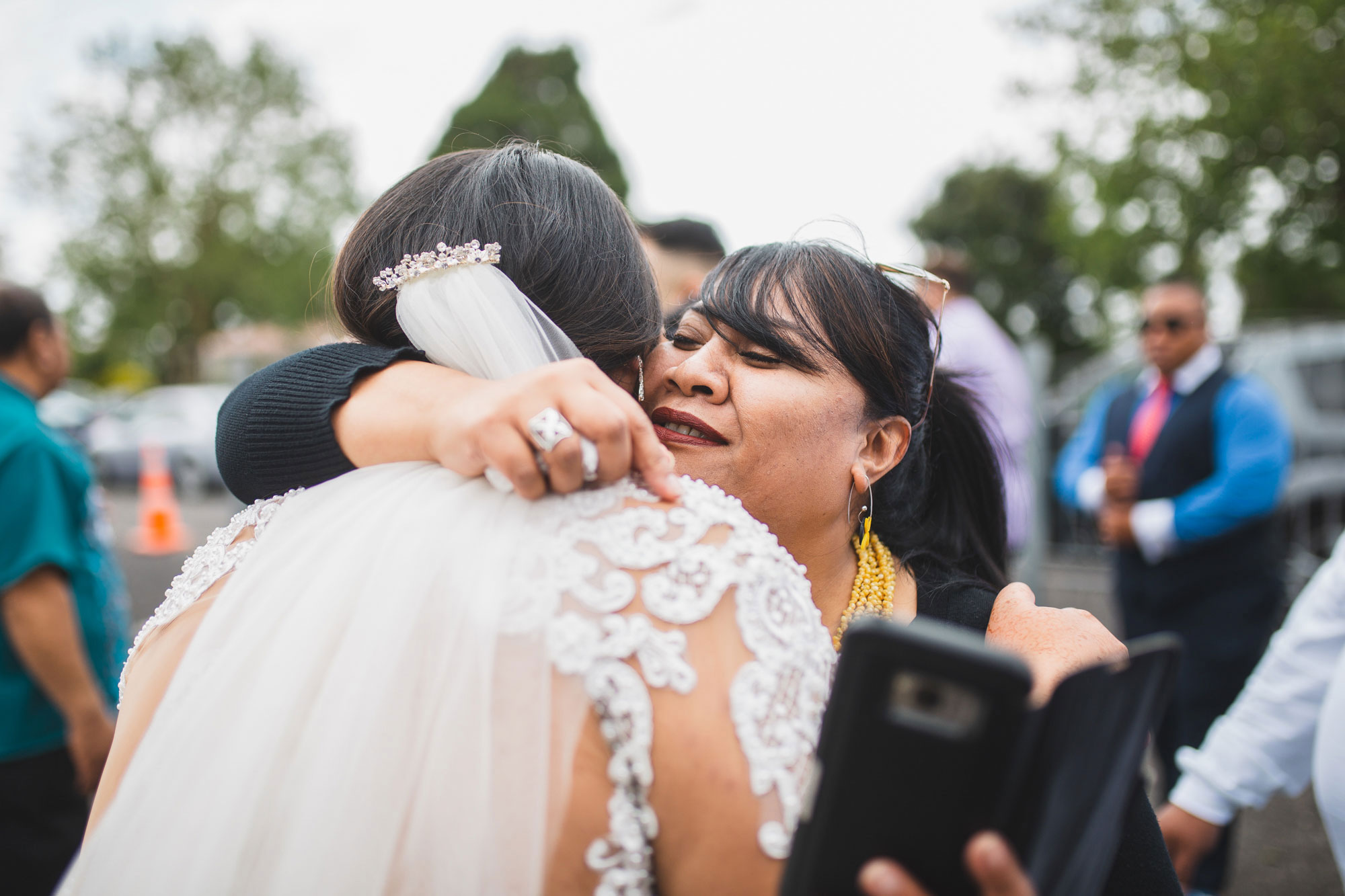 wedding guest congratulating the bride