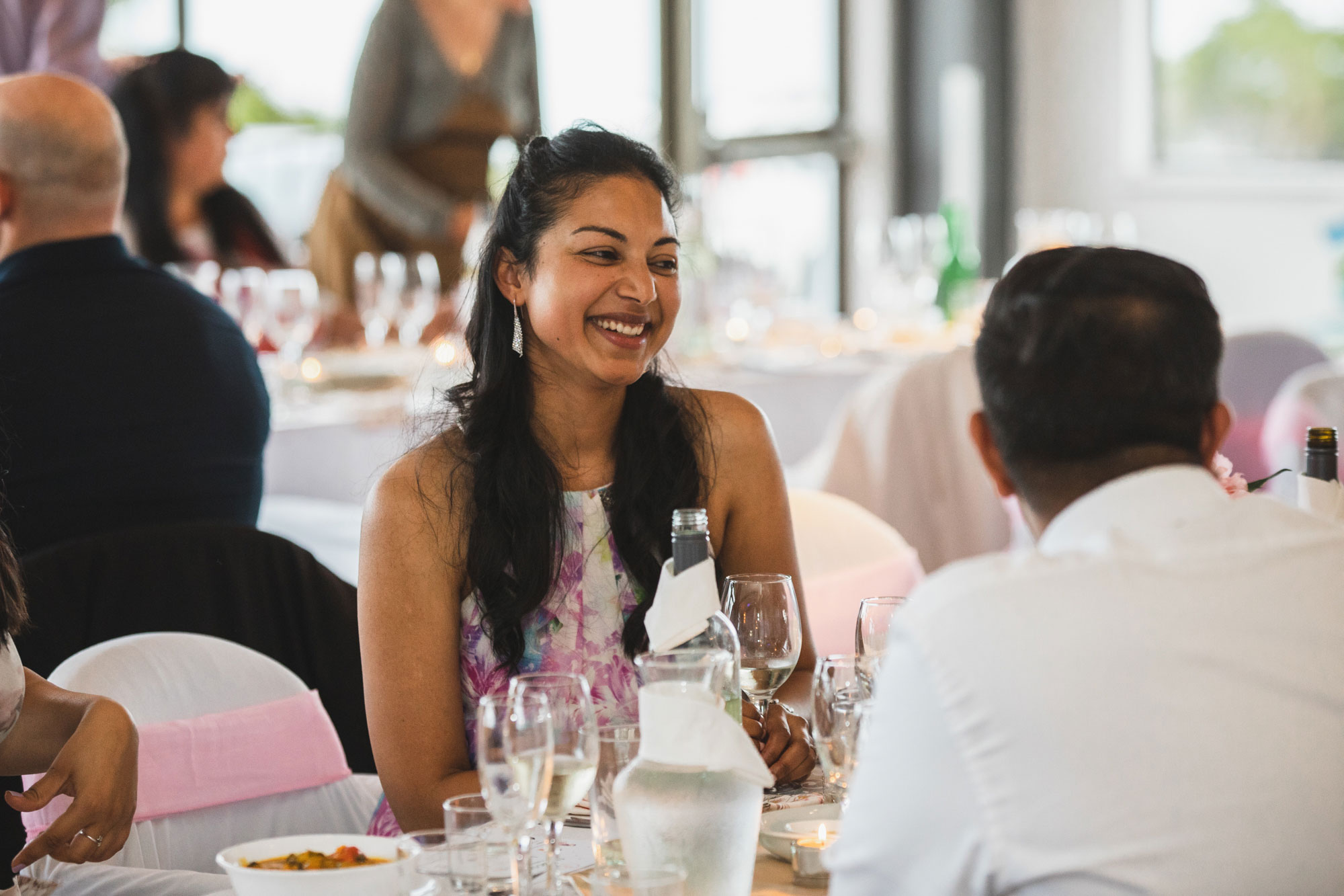 auckland wedding guest smiling