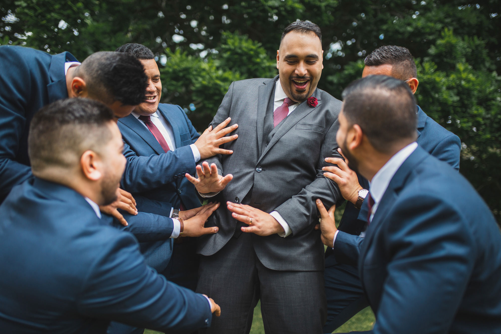 auckland wedding groom and the boys having fun