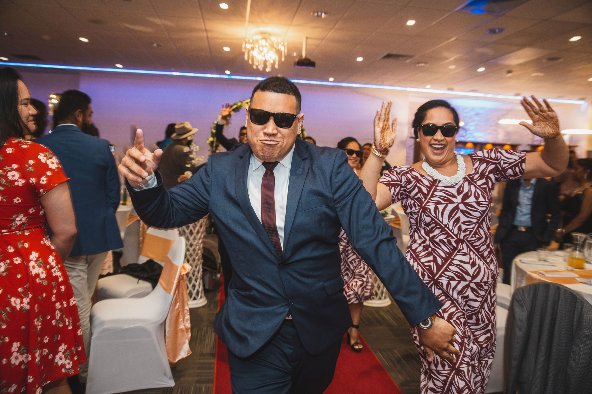 bridal party entering reception