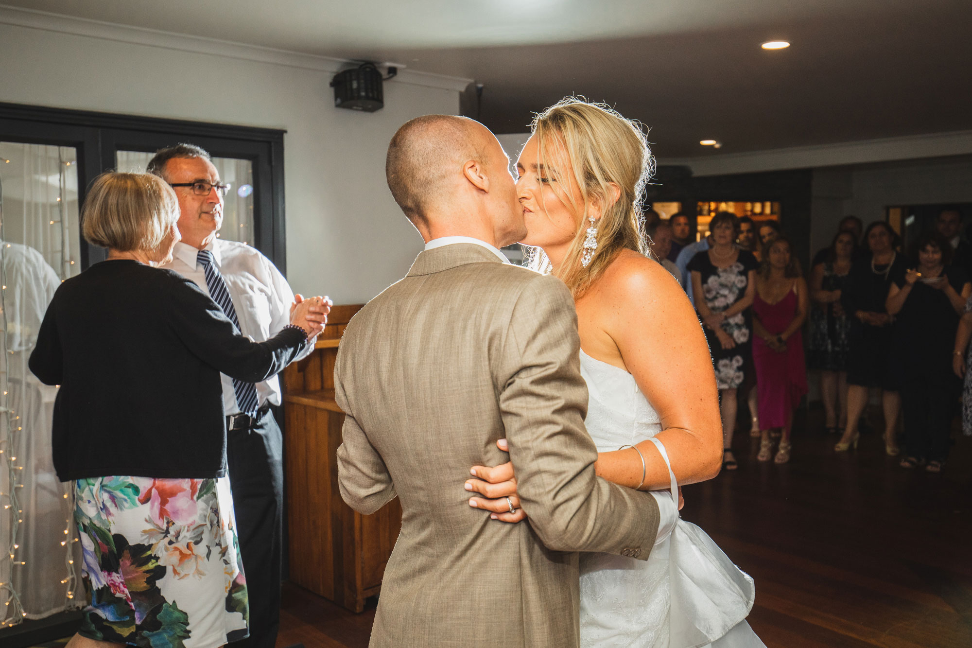 bride and groom dancing