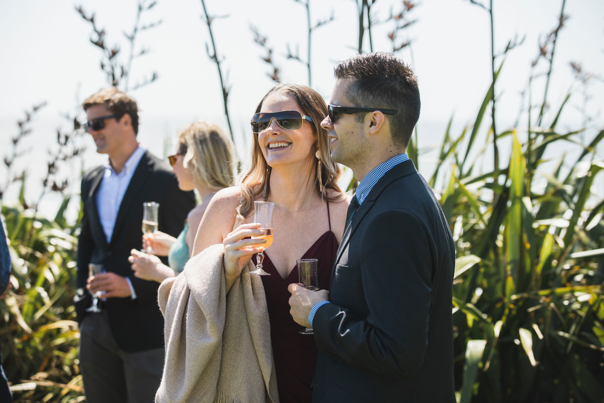 wedding guests having a good time