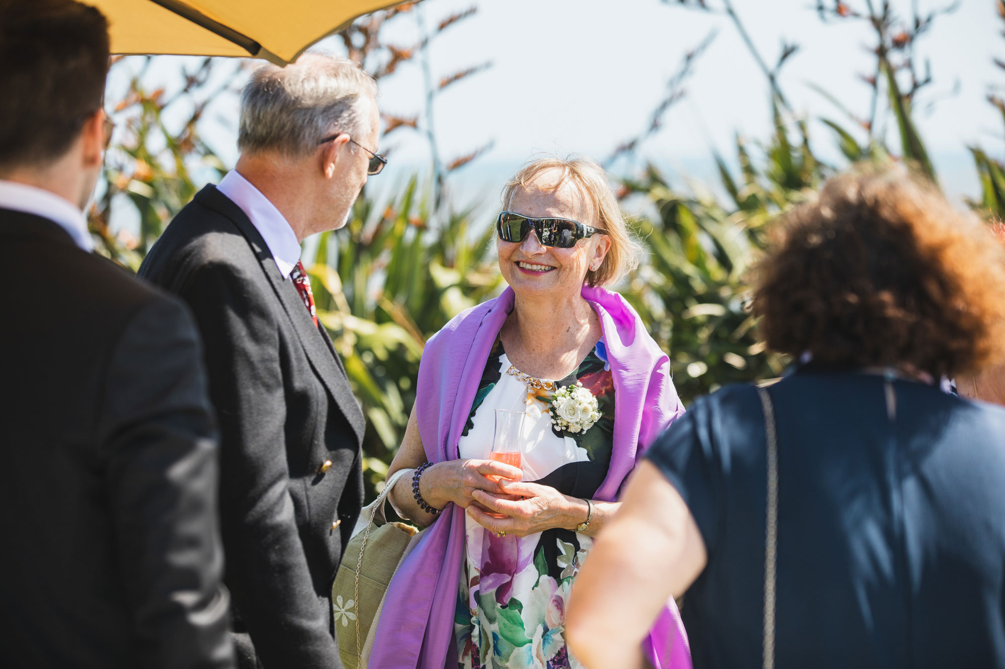 wedding guests having a chat