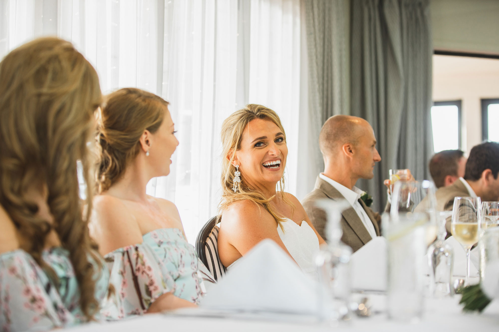 castaways wedding bride smiling