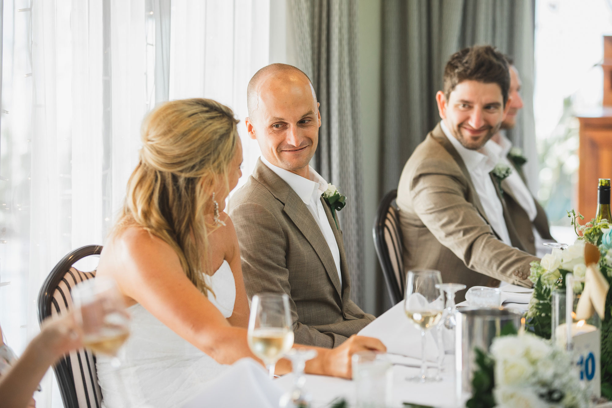 castaways wedding groom smiling