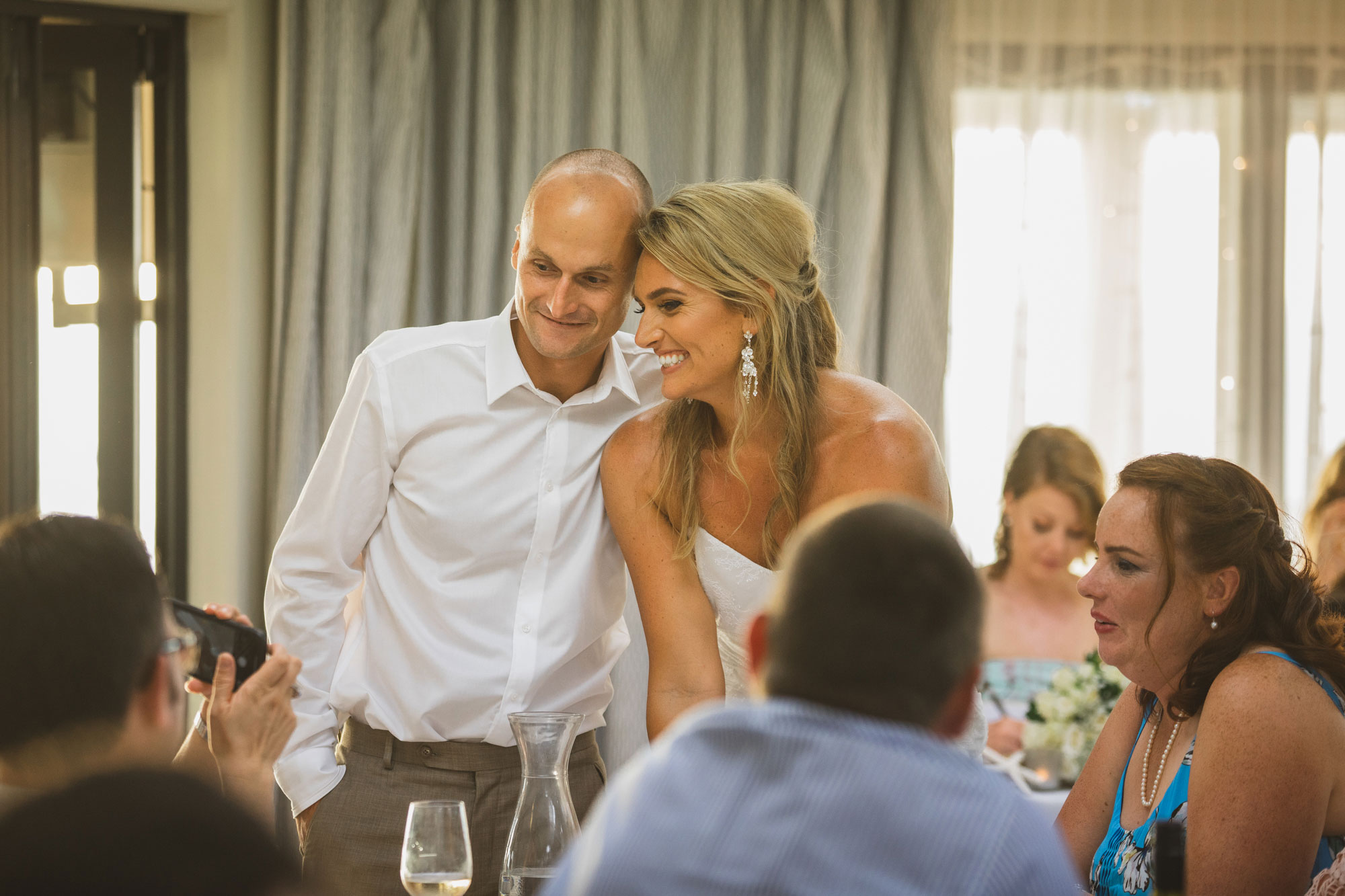 castaways wedding bride and groom mingling