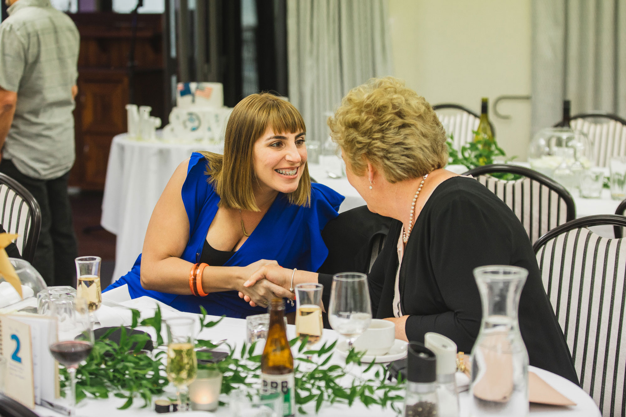 wedding guests chatting