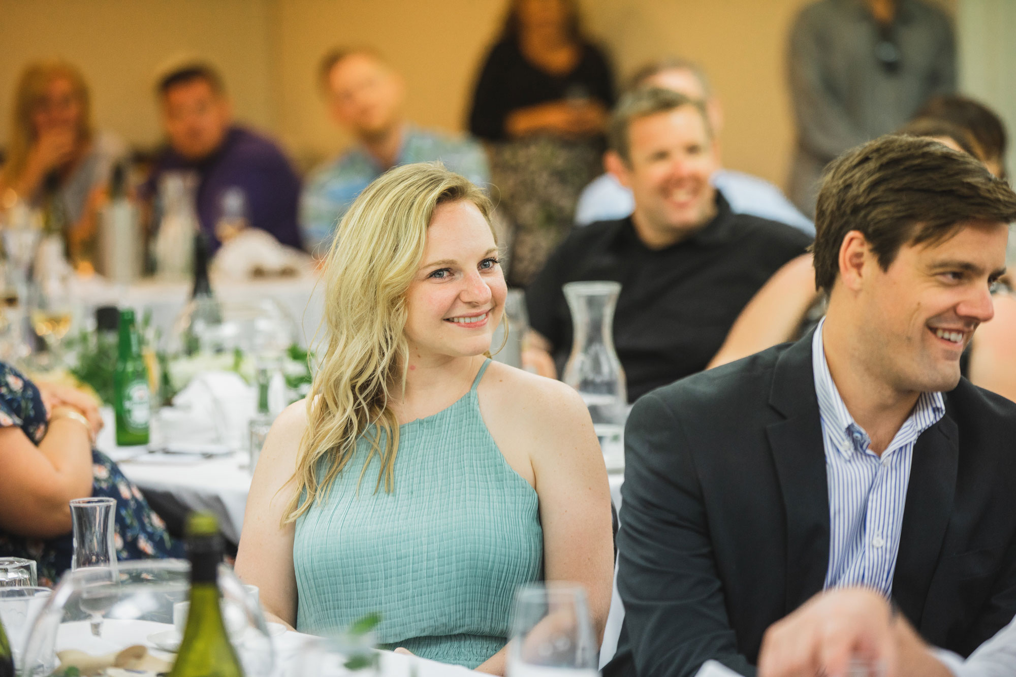 wedding guests smiling