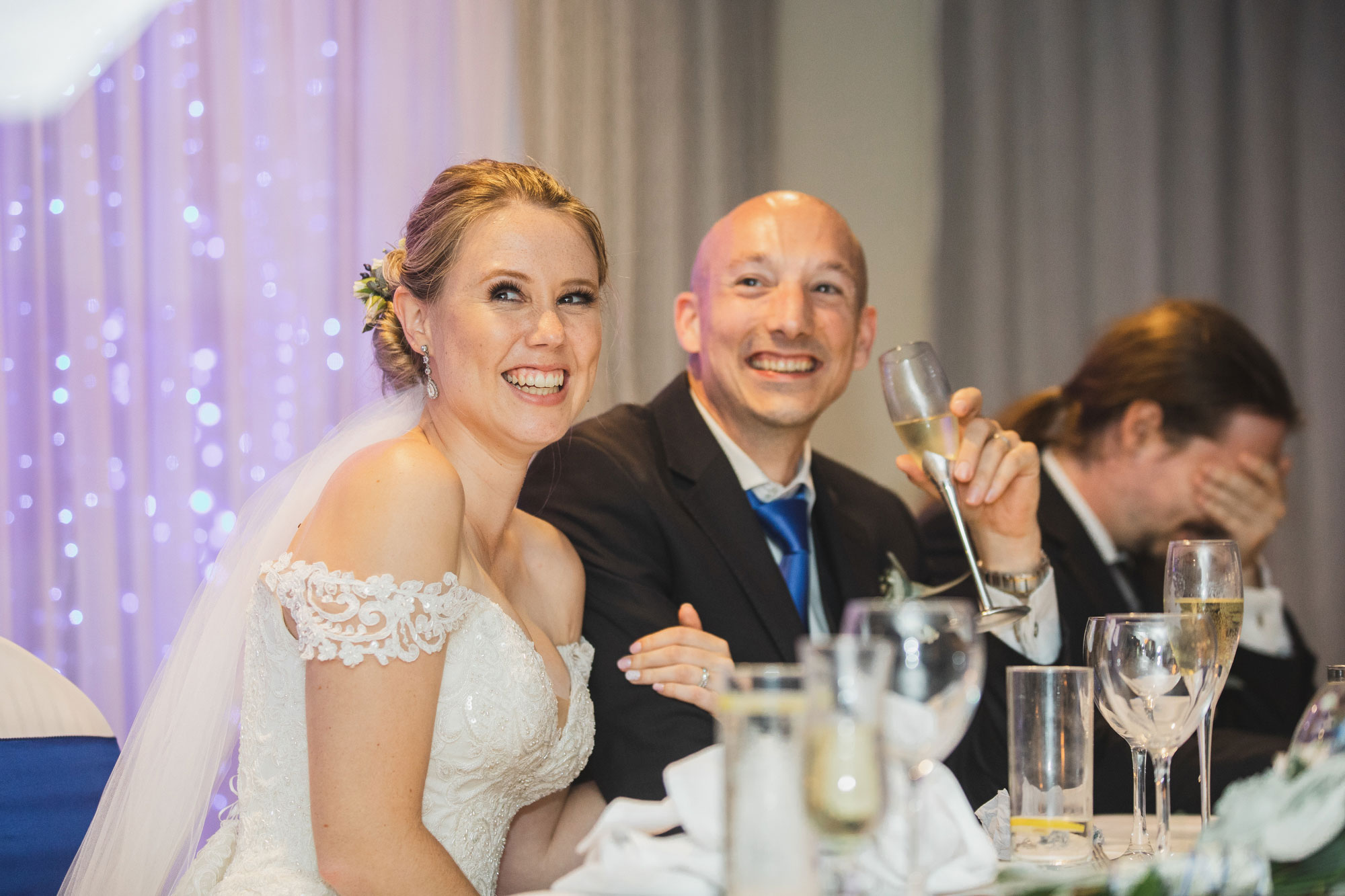 castaways auckland wedding bride smiling speech