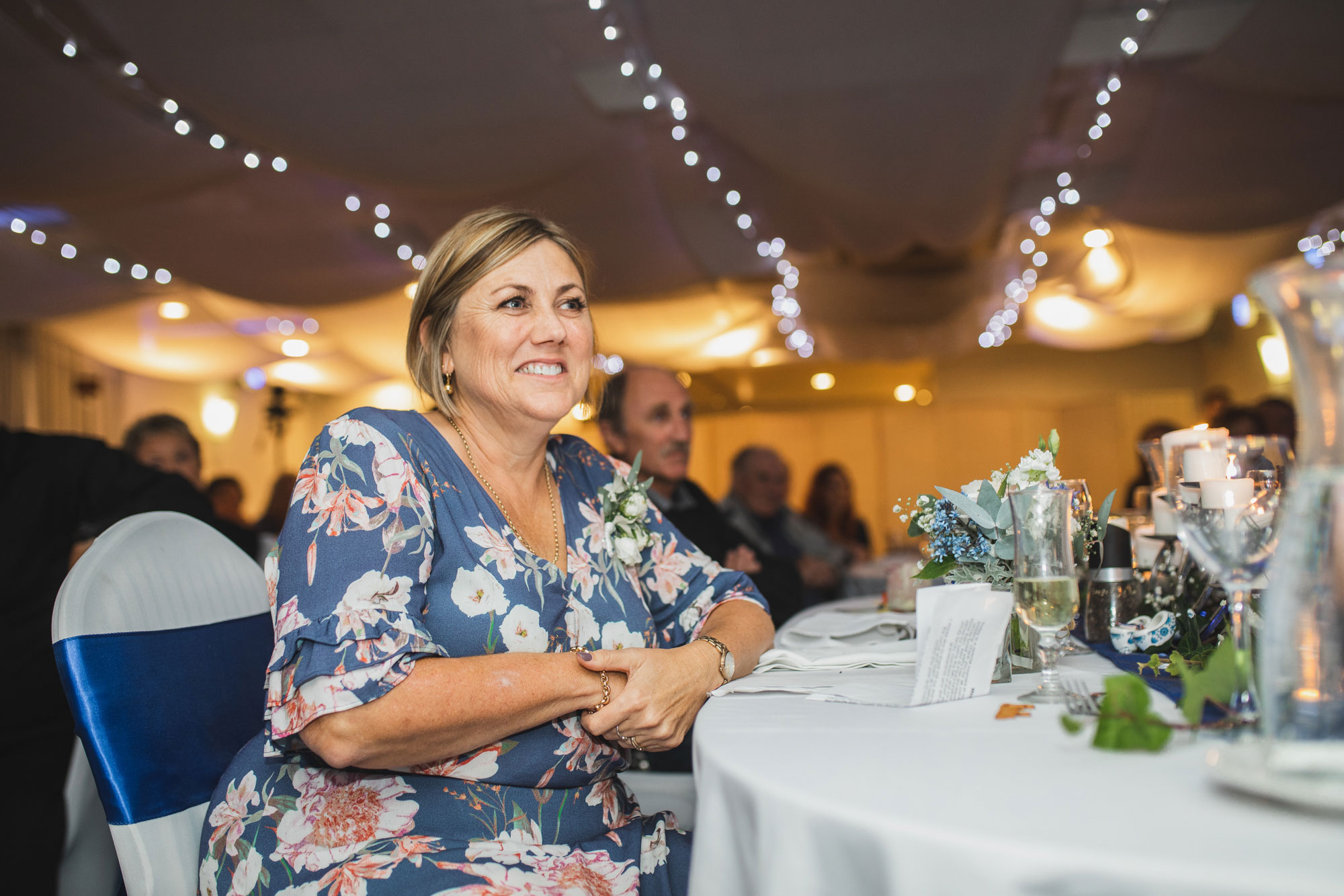 mother of bride laughing