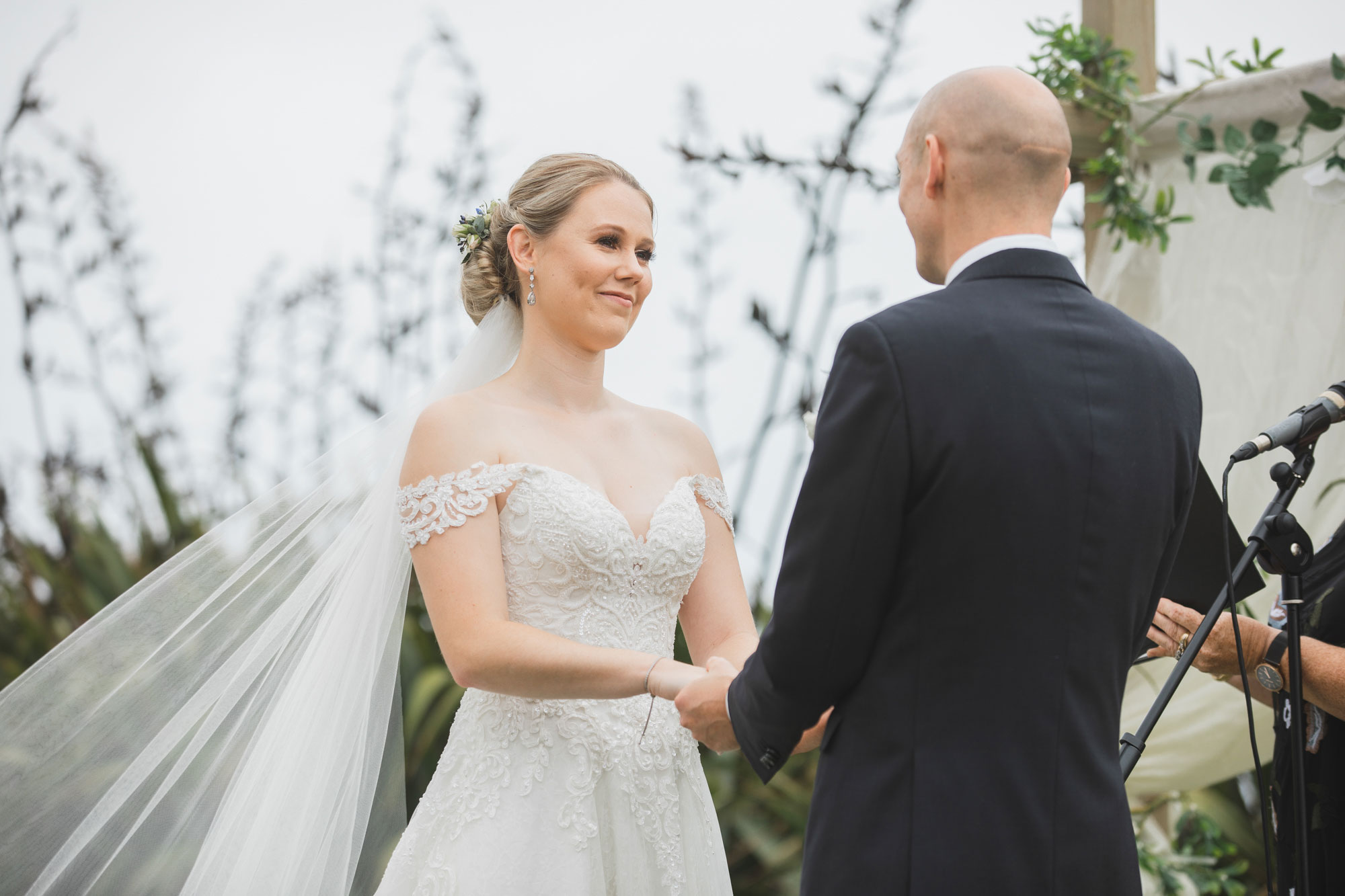 castaways auckland wedding bride at ceremony