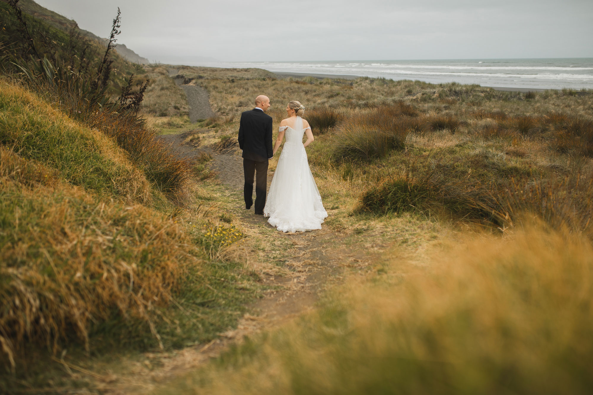 castaways wedding couple walking