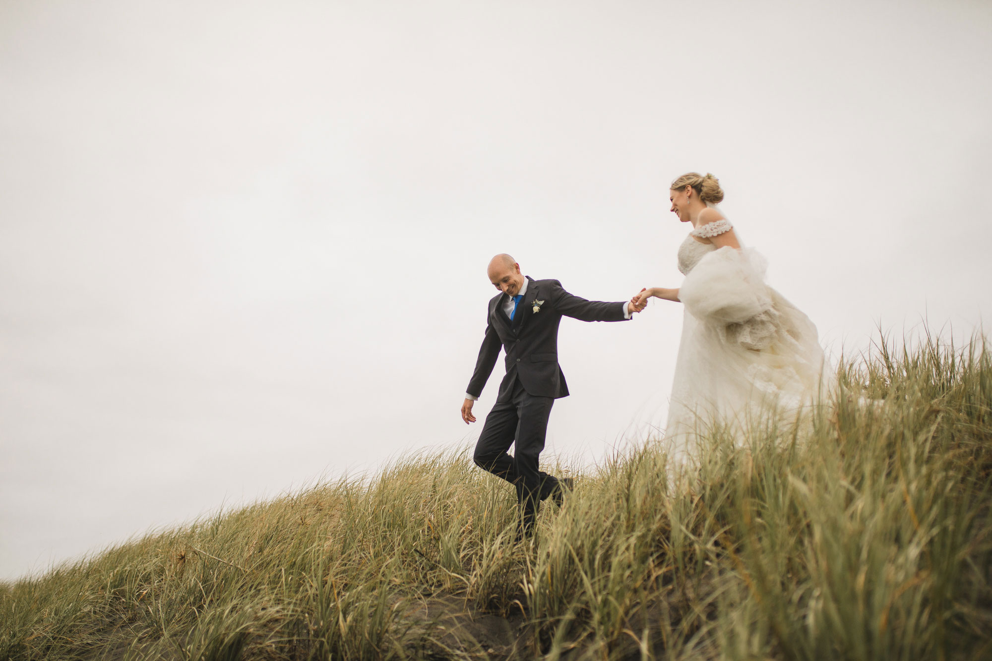 castaways wedding groom leading bride