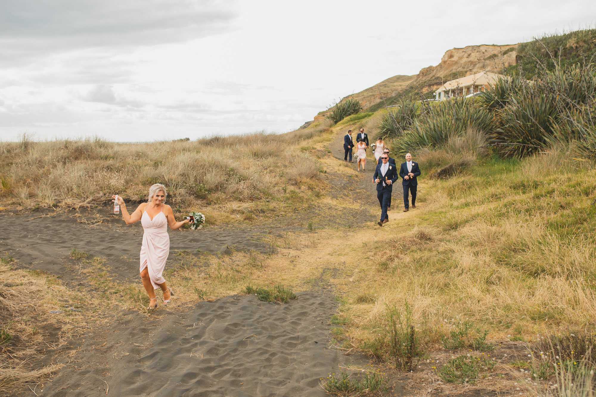 auckland castaways wedding bridal party beach