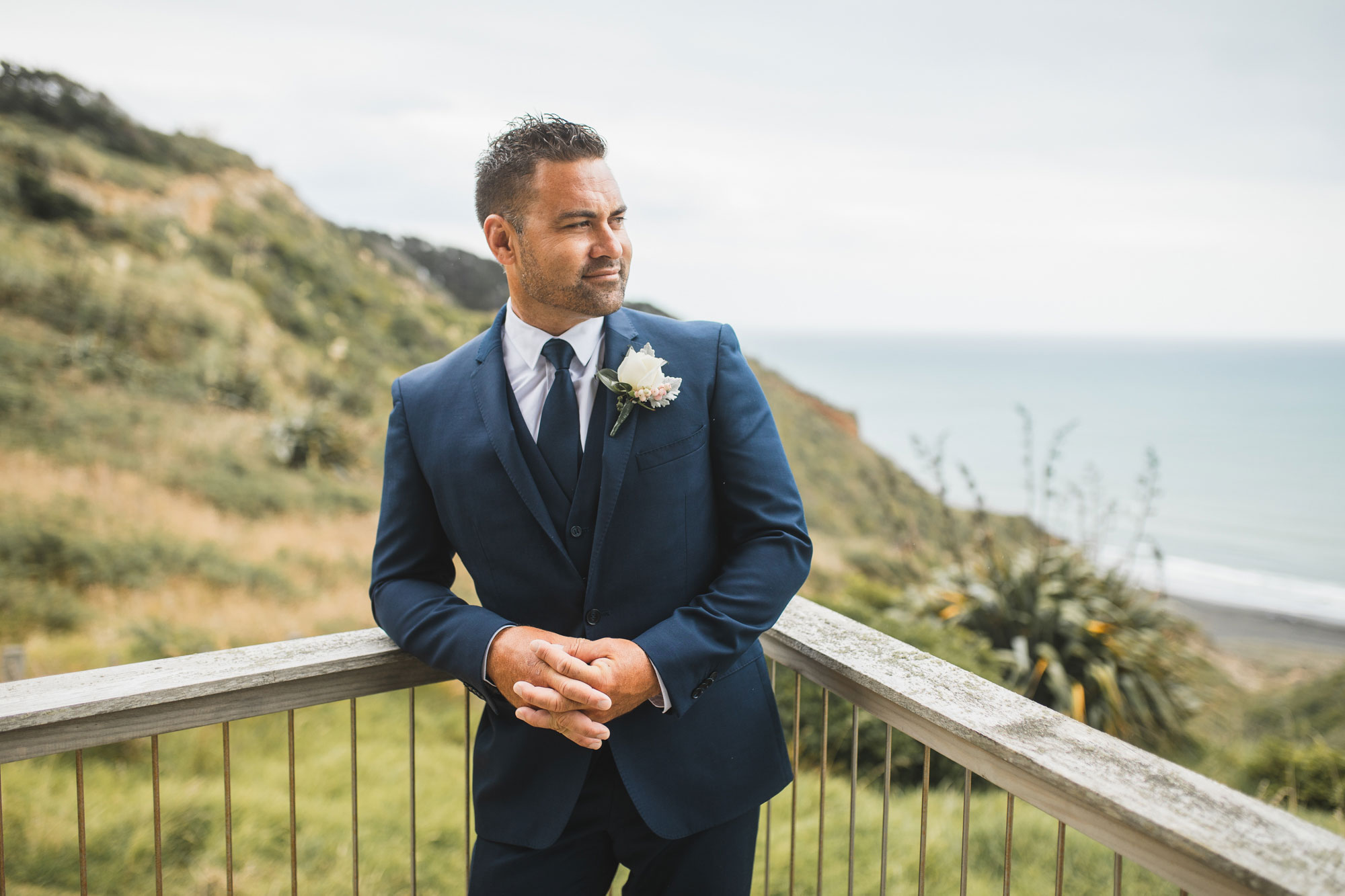 auckland castaways wedding groom portrait