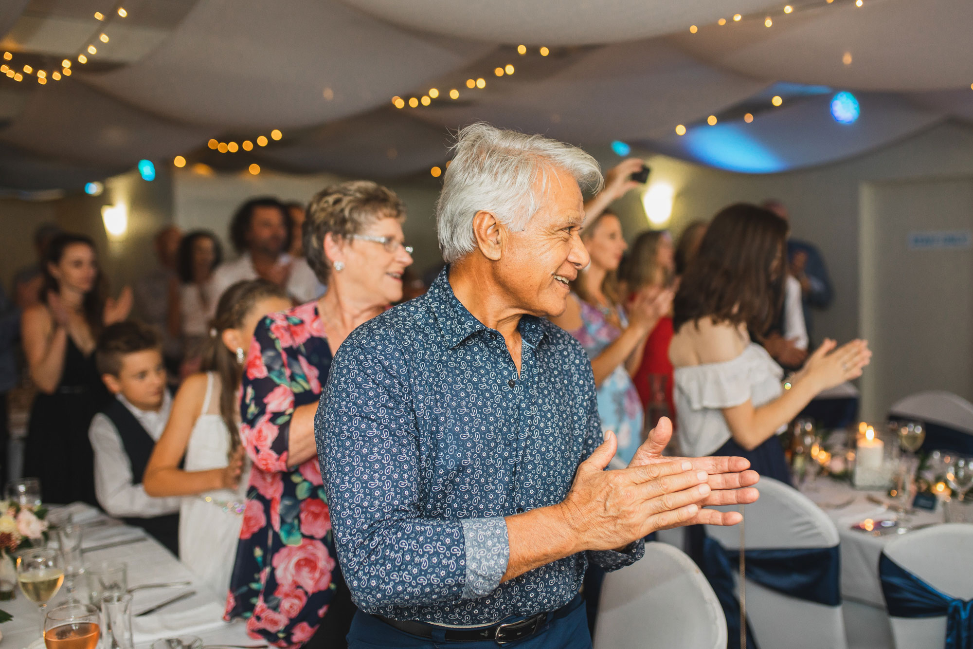 auckland castaways wedding father of groom clapping