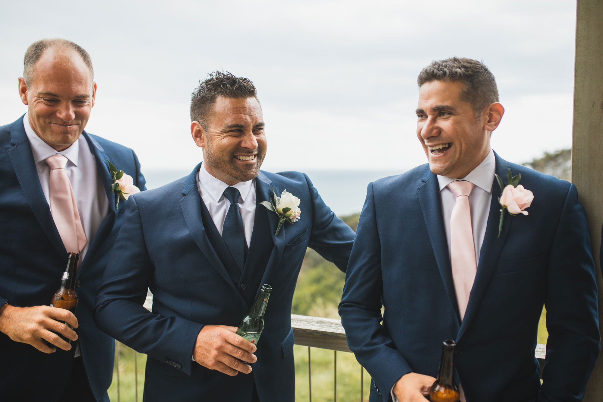 auckland castaways wedding groomsmen having fun