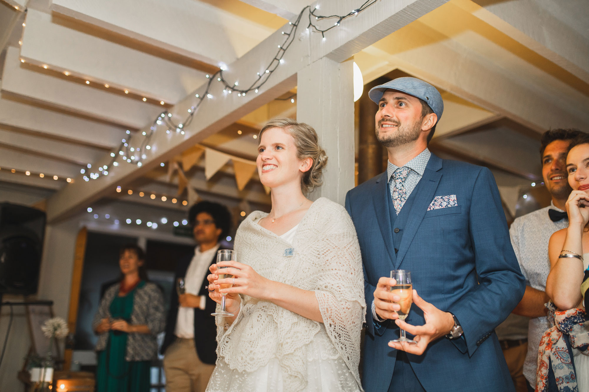 christchurch wedding couple reacting to speech