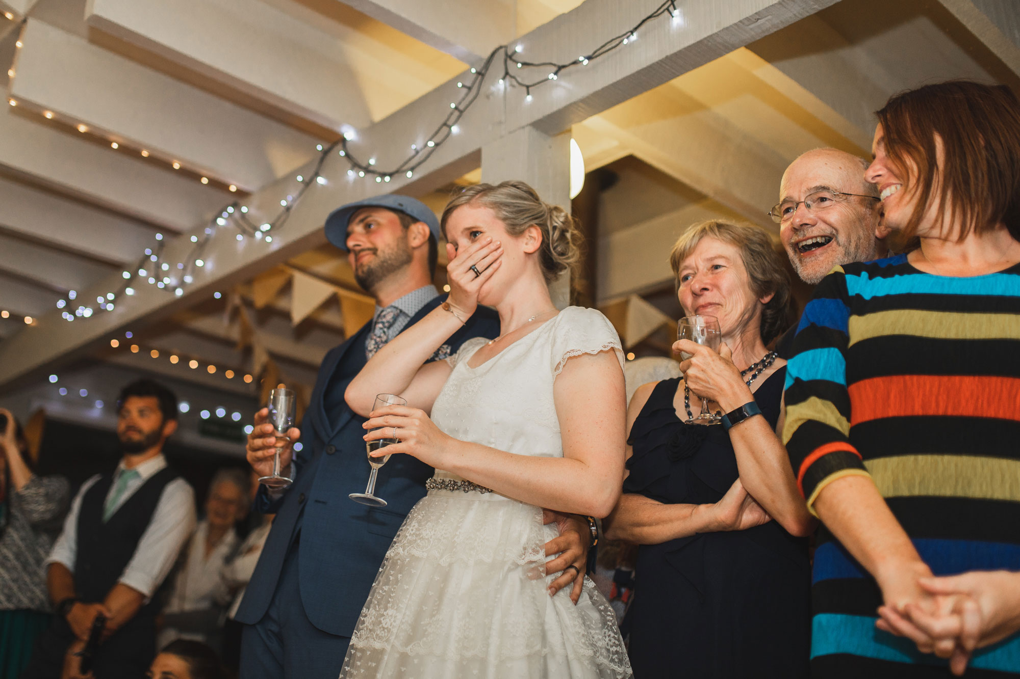 christchurch wedding bride crying at reception